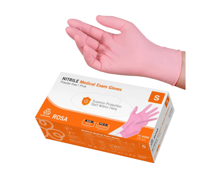 S Pinkki nitriilikäsine Evercare 150kpl